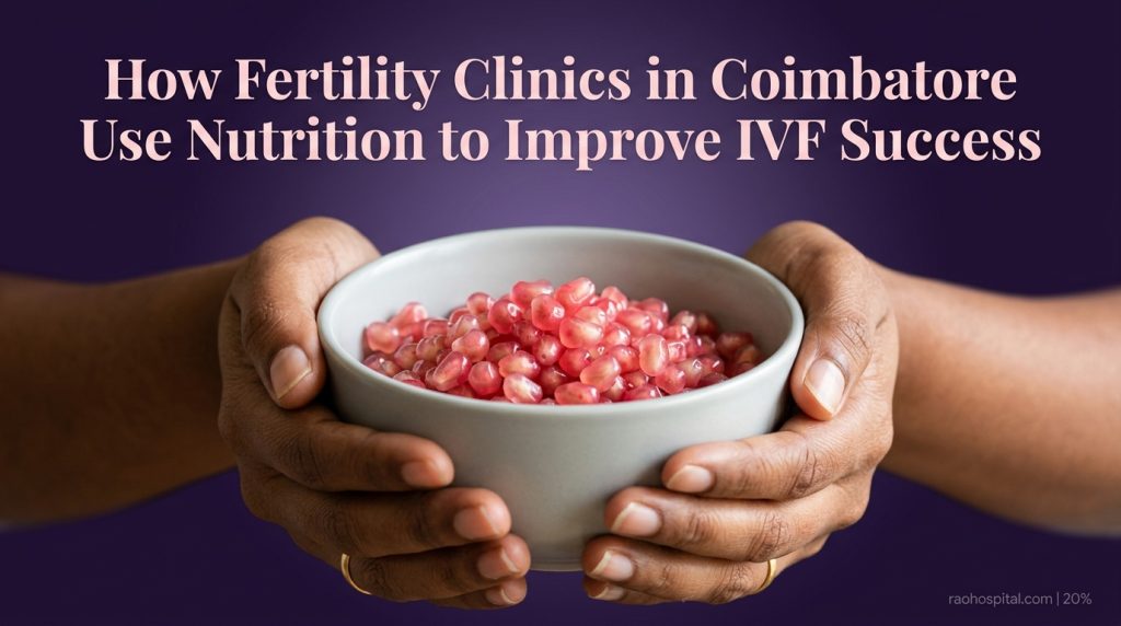 Rao Hospital - Womans hands holding pomegranat… 202606011552 - How Fertility Clinics in Coimbatore Use Nutrition to Improve IVF Success How Fertility Clinics in Coimbatore Use Nutrition to Improve IVF Success